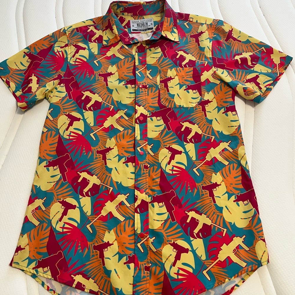 Savage Tacticians Tropical Print Short Sleeve Shirt